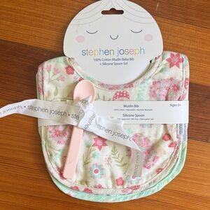Stephen Joseph Floral Baby Bib and Spoon Set